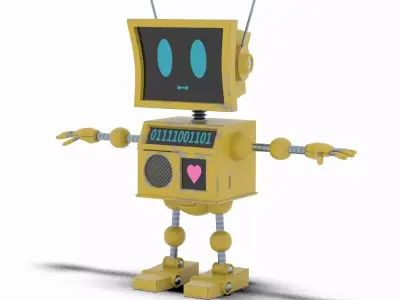 Cute Robot Low-poly 3D model 6