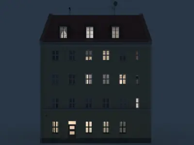 Residential City Building - Row - 03 - Clean Facade 3D model
