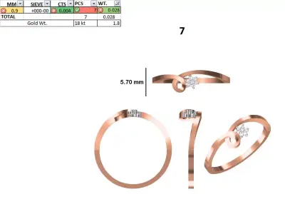 Women Light Weight Ring STL OBJ FBX JCD Details 3D print model 24