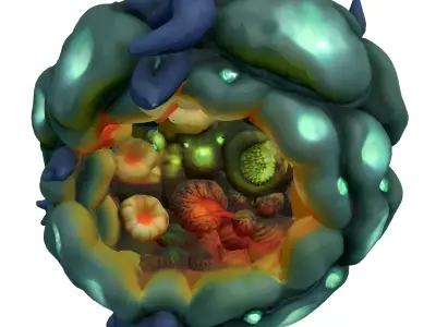 SciFi Bioluminescent Alien Cell Low-poly 3D model