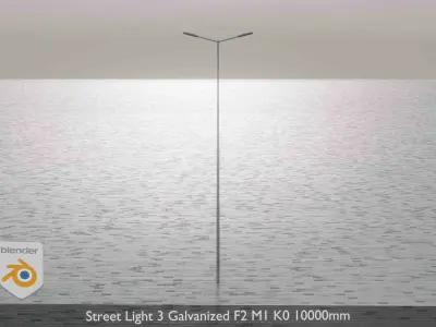 Street Light 3 Galvanized F2 M1 K0 10000 mm Low-poly 3D model