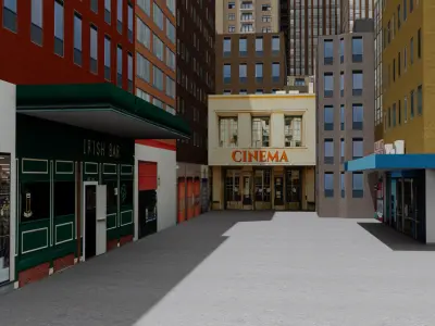 City Downtown Skyscraper Low-poly 3D model