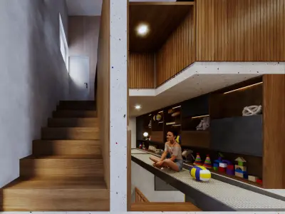 Modern Warm House floor 3 Interior 3D Scenes Low-poly 3D model