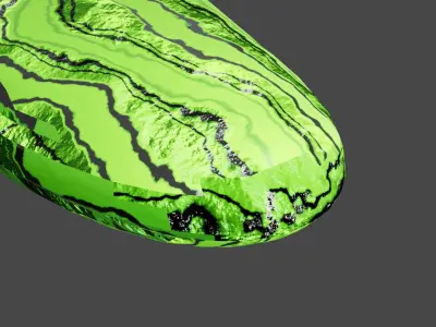Bread with material looks like cucumber peel  Free low-poly 3D model