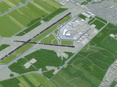 Quebec City Jean Lesage Airport 10km Low-poly 3D model