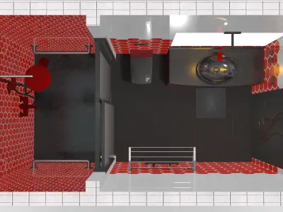 Bathroom Interior Design without Furnitures 3D model