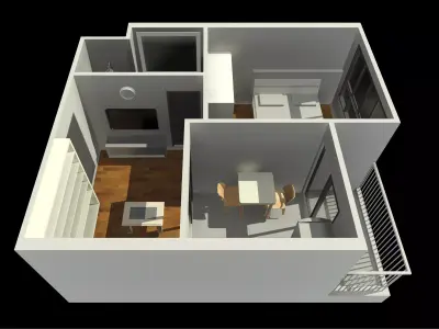 Apartment room by REVIT 25R17 3D model