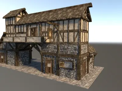 Medieval City House 04 Low-poly 3D model