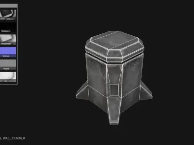 Scifi militarybase wall corner Low-poly 3D model