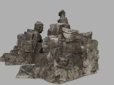 rocks buddha gate  Low-poly 3D model