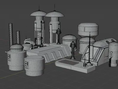 Coruscant Greeble Pack 3D model