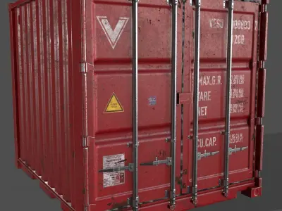 PBR 10 ft Storage Container - Red Low-poly 3D model