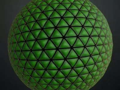 Dark Green Padded Triangular Wall Panel PBR Seamless Texture