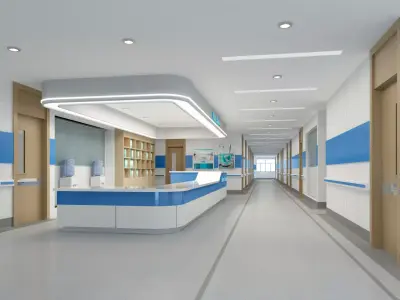 Hospital Corridor Nurses Station 01 3D model