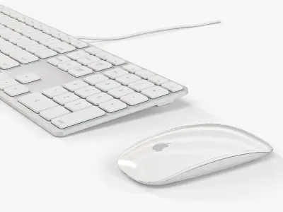Apple Keyboard MB110 and Magic Mouse Low-poly 3D model