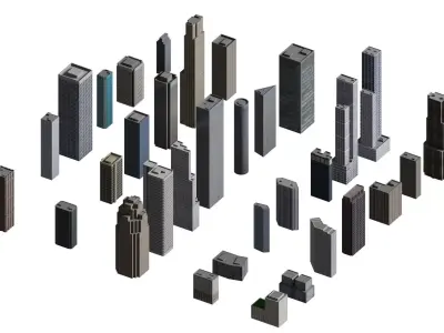 City Downtown Skyscraper Low-poly 3D model
