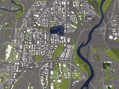 Calgary Canada 50x50km 3D City Map 3D model