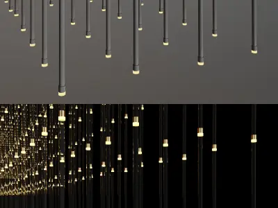 Chandelier light sculpture made of gold leds Free 3D model