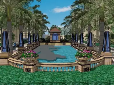 landscape for buildings  Low-poly 3D model