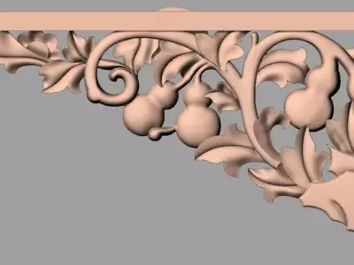 Furniture decorative corner flower 3D STL model for CNC E870 3D model