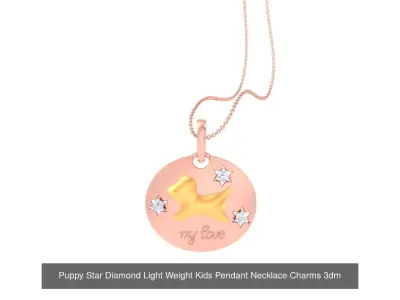 8 Puppy Diamond Light Weight Kids Pendant Necklace Charms 3D Model Pack