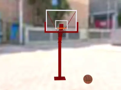 Basket and basketball Low-poly 3D model