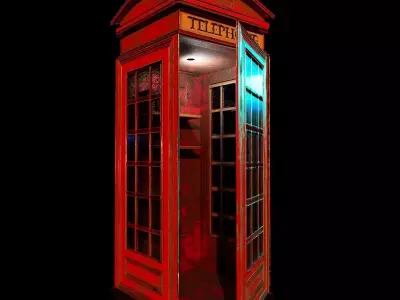 Old British Telephone Booth  PBR Game Ready Low-poly 3D model
