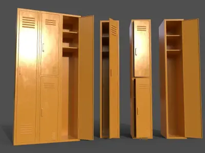 PBR School Gym Locker 04 - Yellow Low-poly 3D model