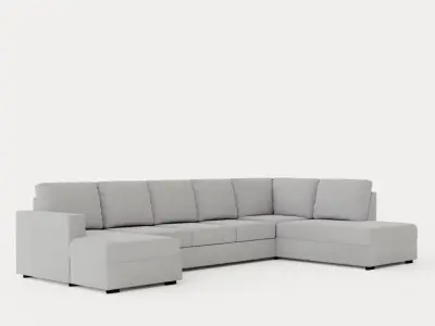 Crazy U Sofa Xl Divan Left Light Gray Low-poly 3D model