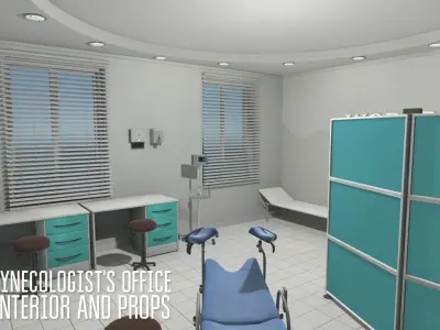 Gynecologist office - interior and props Low-poly 3D model