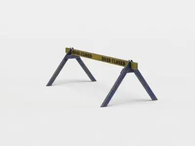 Road closed barrier Low-poly 3D model