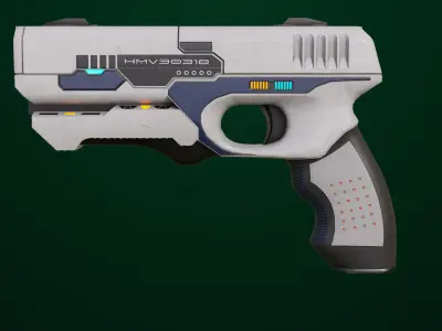 Sci-Fi Pistol White 01 All PBR Unity UE Textures Included Low-poly 3D model