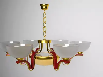 Chandelier with four glass cups Free 3D model