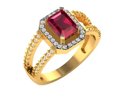 Diamond Ring For Women 3d Print Model 3D print model 38
