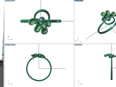 Solitaire Wedding Engagement Women Light Weight Flower Rings 3D print model 7