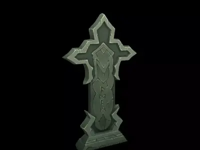Cartoon bottom model hand-painted game stone tablet Free low-poly 3D model