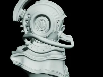 Helmet Bust  Steampunk 3D model Low-poly 3D model