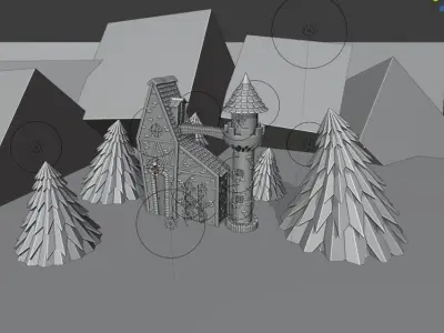 Night castle scene Free 3D model