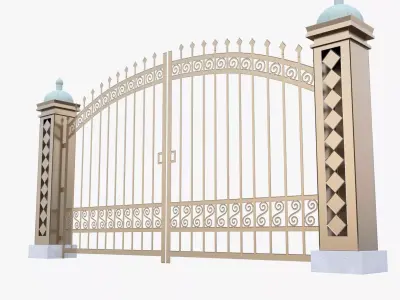 Decorative Metal Entrance Gate Low Poly PBR 3D Model Low-poly 3D model