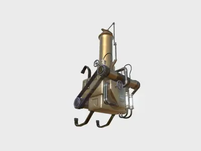 Steampunk Backpack 01 Bronze - Character Design Fashion Low-poly 3D model