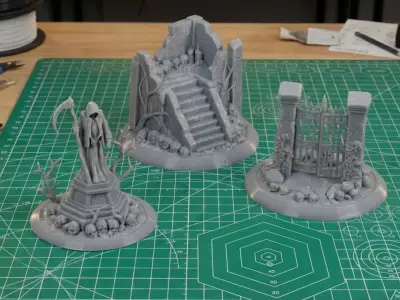  Cursed Gothic Graveyard - Modular Terrain Set - Pre-supported  3D print model