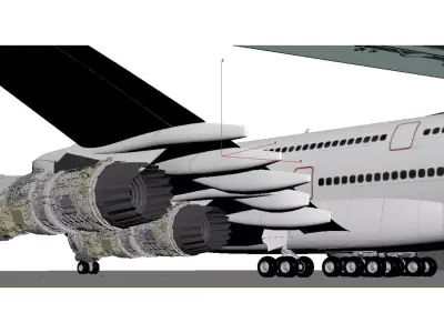 Civil aircraft and their turbofan engines 3D model