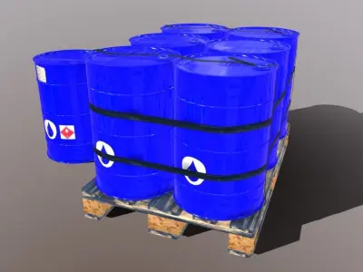 Pallet with imperial barrels 3D model