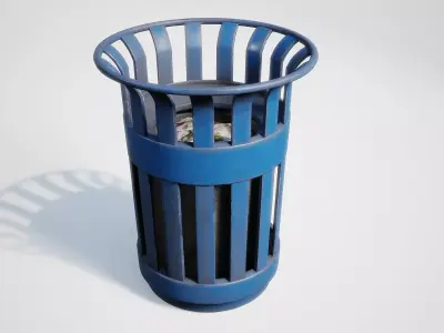 Aged Metal Trash Can - Chicago Street Style Low-poly 3D model