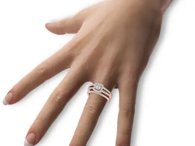 SWAZ01LR rose gold diamond bridal ring set 3D print model