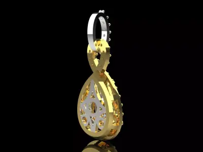 Yellow Gold stl 3dm Pendant Diamonds and Infinity Design jp0309 3D print model
