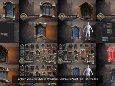 Fantasy Medieval Stylized Windows - Complete Asset Pack