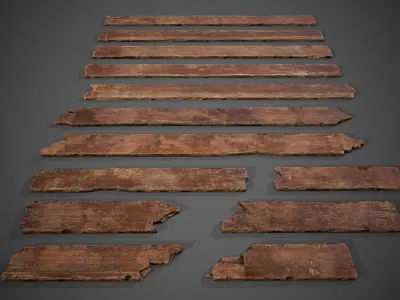 Wooden planks 13 pieces Model Collection Low-poly 3D model