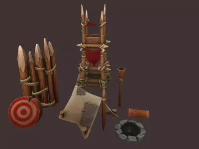 Stylish watchtower guardrail tent Low-poly 3D model