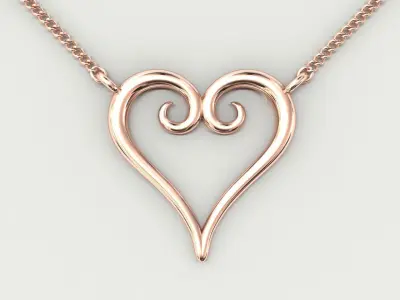 heart pendant gold 3D print model